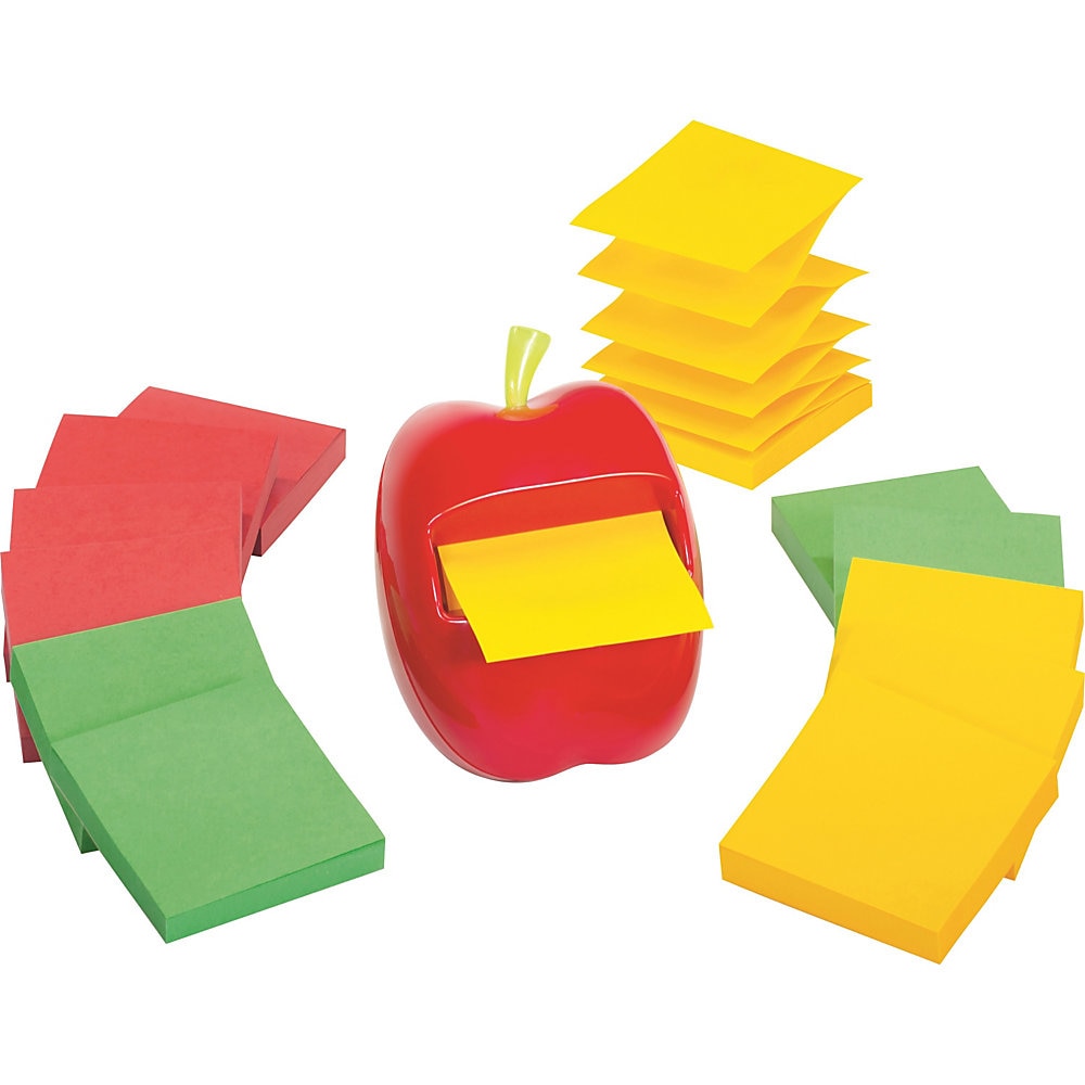 Apple Notes Dispenser Value Pack, 3 x 3 Marrakesh Color Collection Pads, Red/Green, 12 Pads/Pack