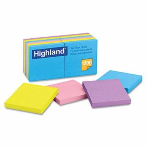 Self-Stick Removable Notes, 3" x 3", Assorted Colors, 12 Pads