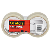 Scotch 3350-2 Lightweight Shipping Packaging Tape, 1.88 in W x 54.6 yd L x 2.2 mil T, Clear