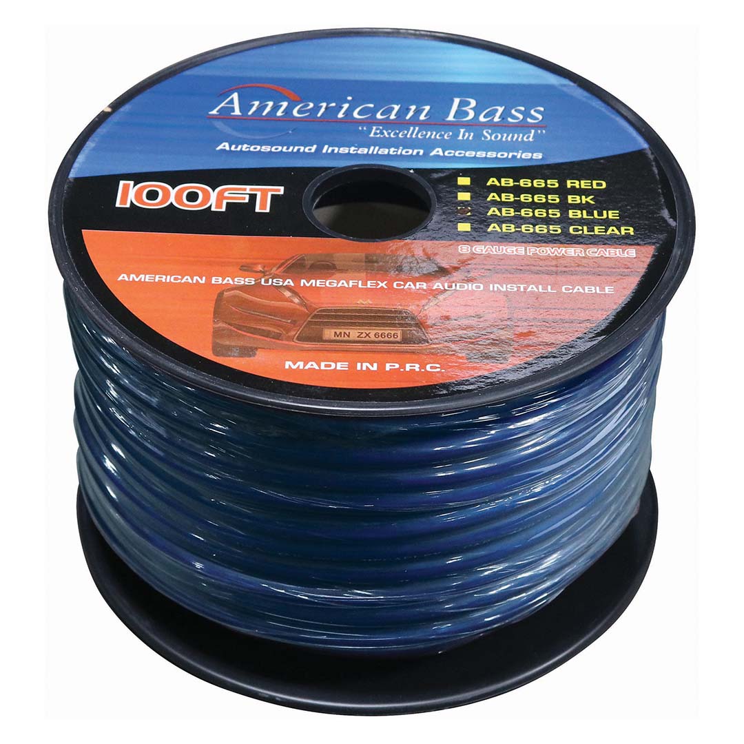 American Bass *AB665BLUE* Power Wire 8 Gauge 100 Foot - Blue