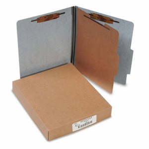 20-Pt PRESSTEX Classification Folders, Letter, 4-Section, Gray, 10/Box