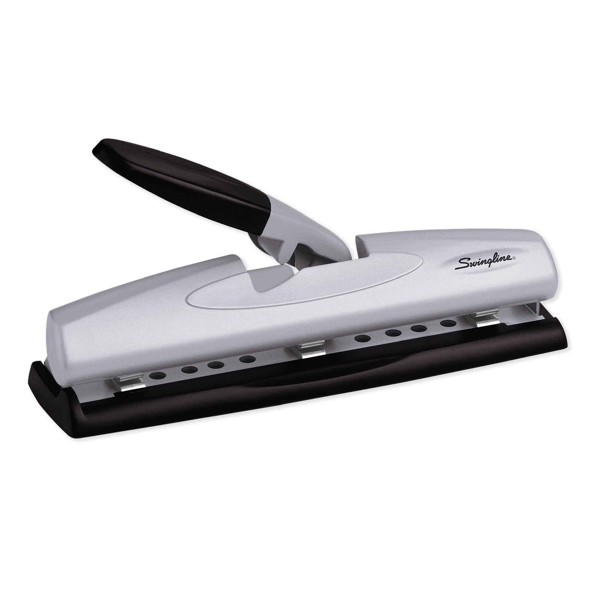 12-Sheet LightTouch Desktop Two-to-Three-Hole Punch, 9/32" Holes, Black/Silver