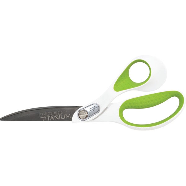 Carbo Titanium Bonded Scissors, 9" Long, Bent Handle, White/Green