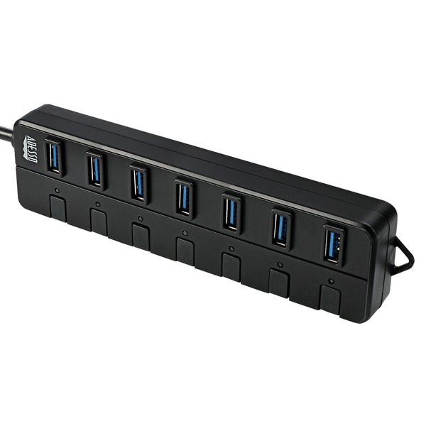 Adesso AUH-3070P 7-Port USB 3.0 Hub with Individual Power Switches and Power Adapter