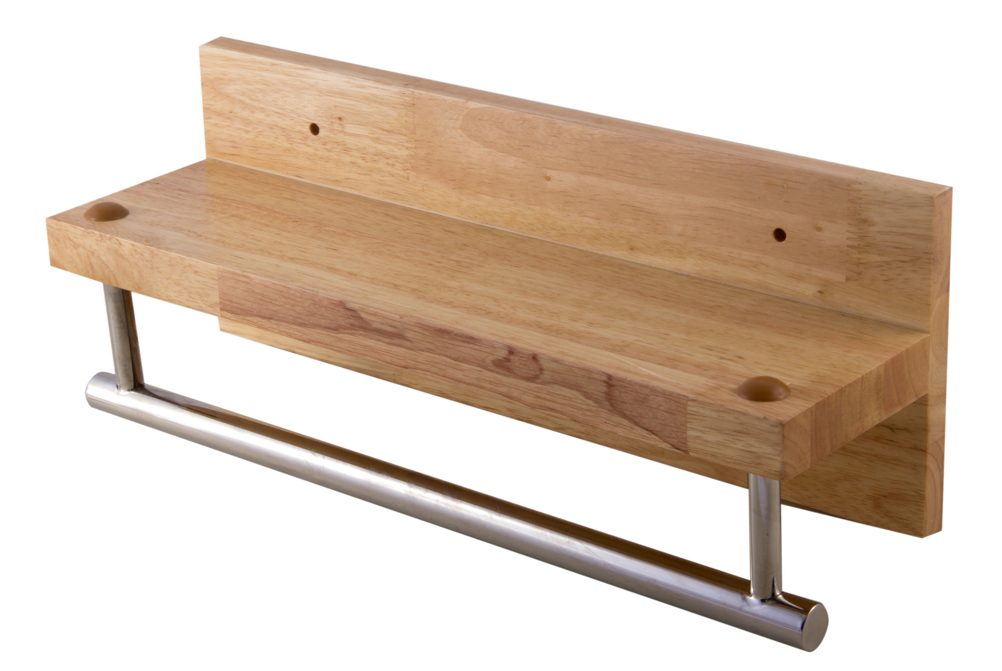 ALFI brand AB5511 16" Wooden Shelf with Chrome Towel Bar Bathroom Accessory