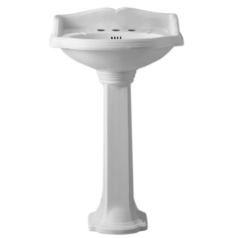 Isabella Collection Traditional Pedestal with an Integrated small oval bowl, widespread Faucet Drilling,Backsplash, Dual Soap Le