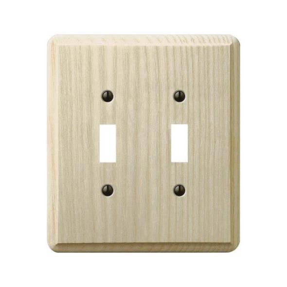 Amerelle Contemporary 2-Toggle Wall Plate, 2 Gang, 5-3/8 in L X 4-7/8 in W, Unfinished