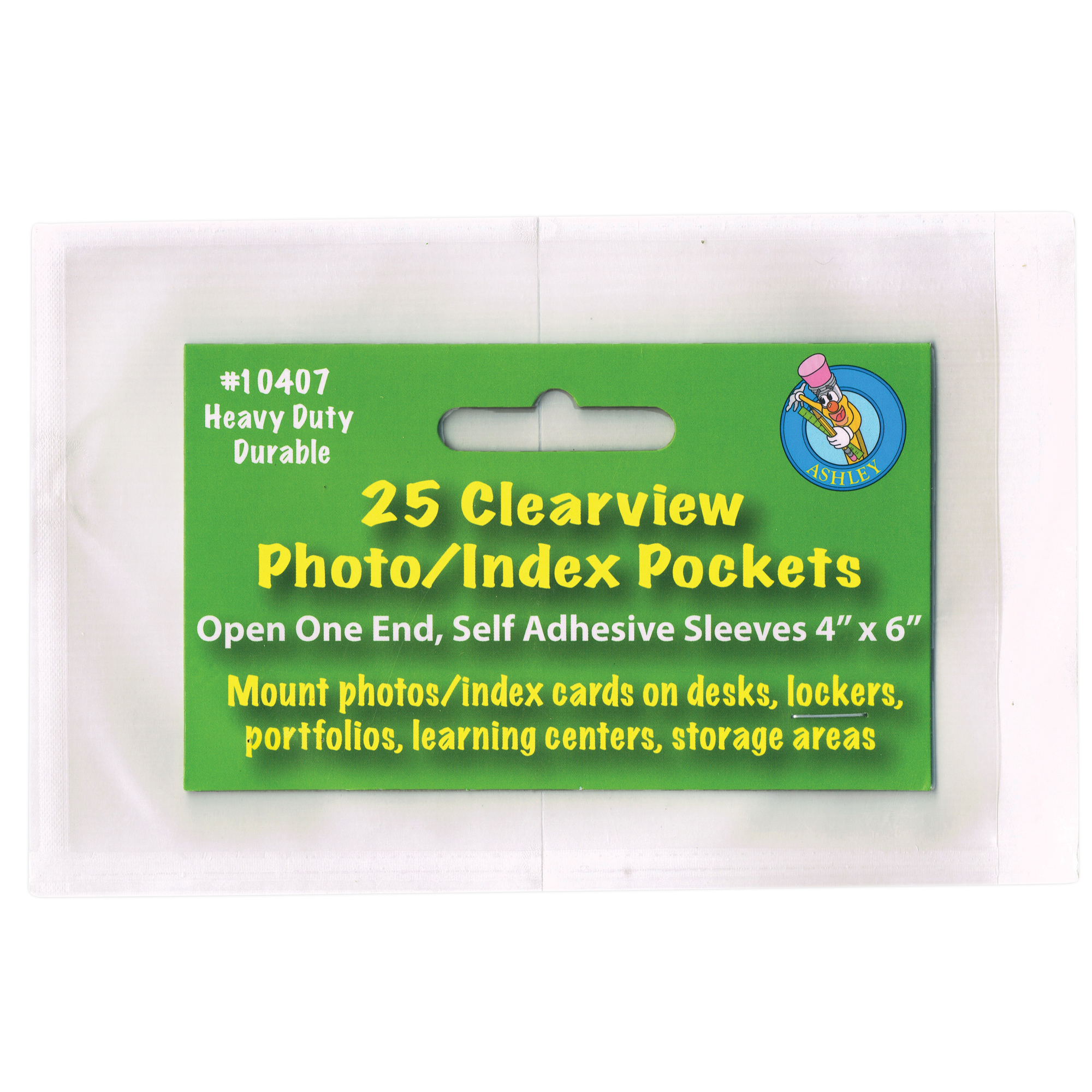Clear View Self-Adhesive Photo/Index Card Pocket 4" x 6", Pack of 25