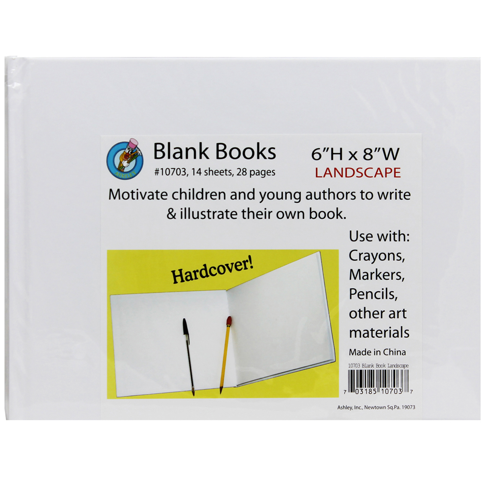 Hardcover Blank Book, 8" x 6" Landscape, White