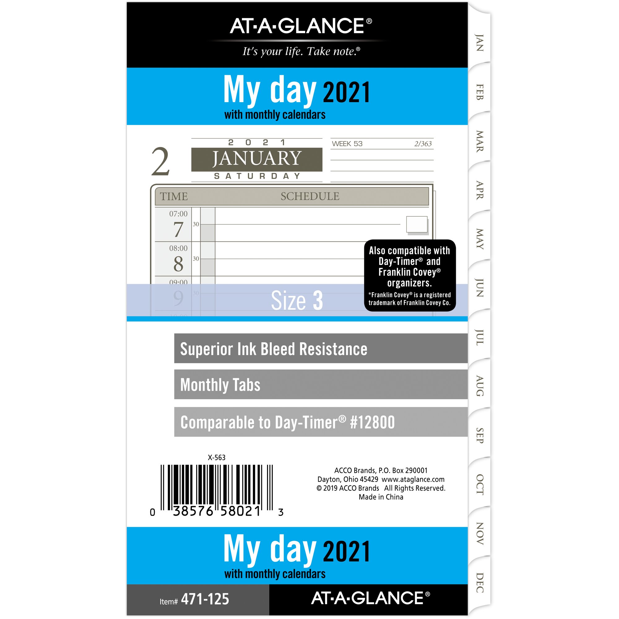 1-Page-Per-Day Planner Refills, 6.75 x 3.75, White, 2022