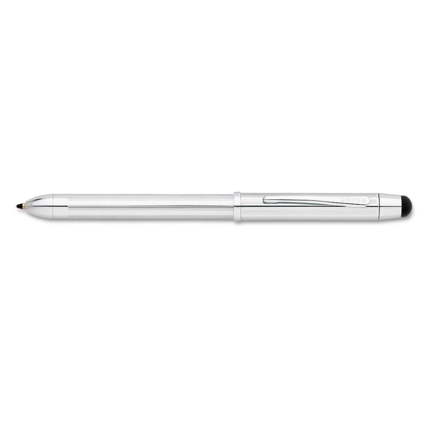 Tech3+ Retractable Ballpoint Pen, Chrome Barrel, Black/Red Ink, Medium Point