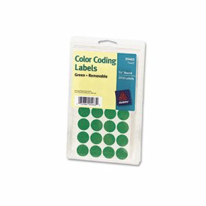 Printable Removable Color-Coding Labels, 3/4" dia, Green, 1008/Pack