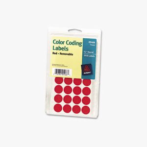 Printable Removable Color-Coding Labels, 3/4" dia, Red, 1008/Pack