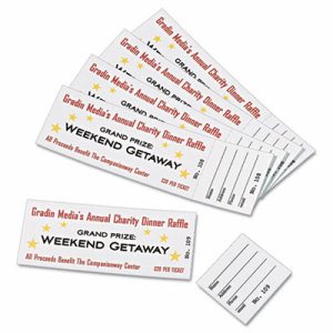 Printable Tickets w/Tear-Away Stubs, 8 1/2 x 11, White, 10/Sheet, 20Sheets/Pack