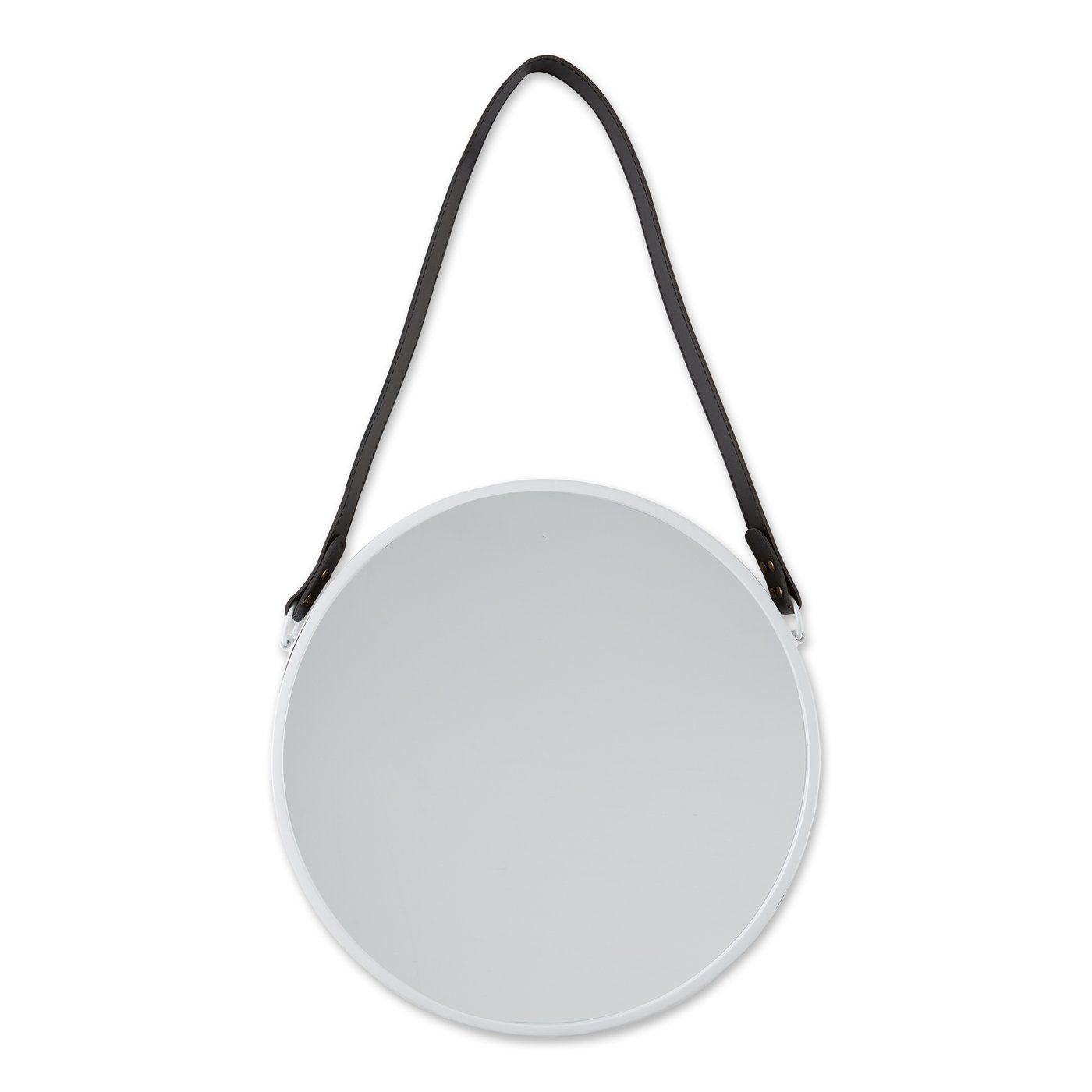 Hanging  Mirror With Faux Leather Strap