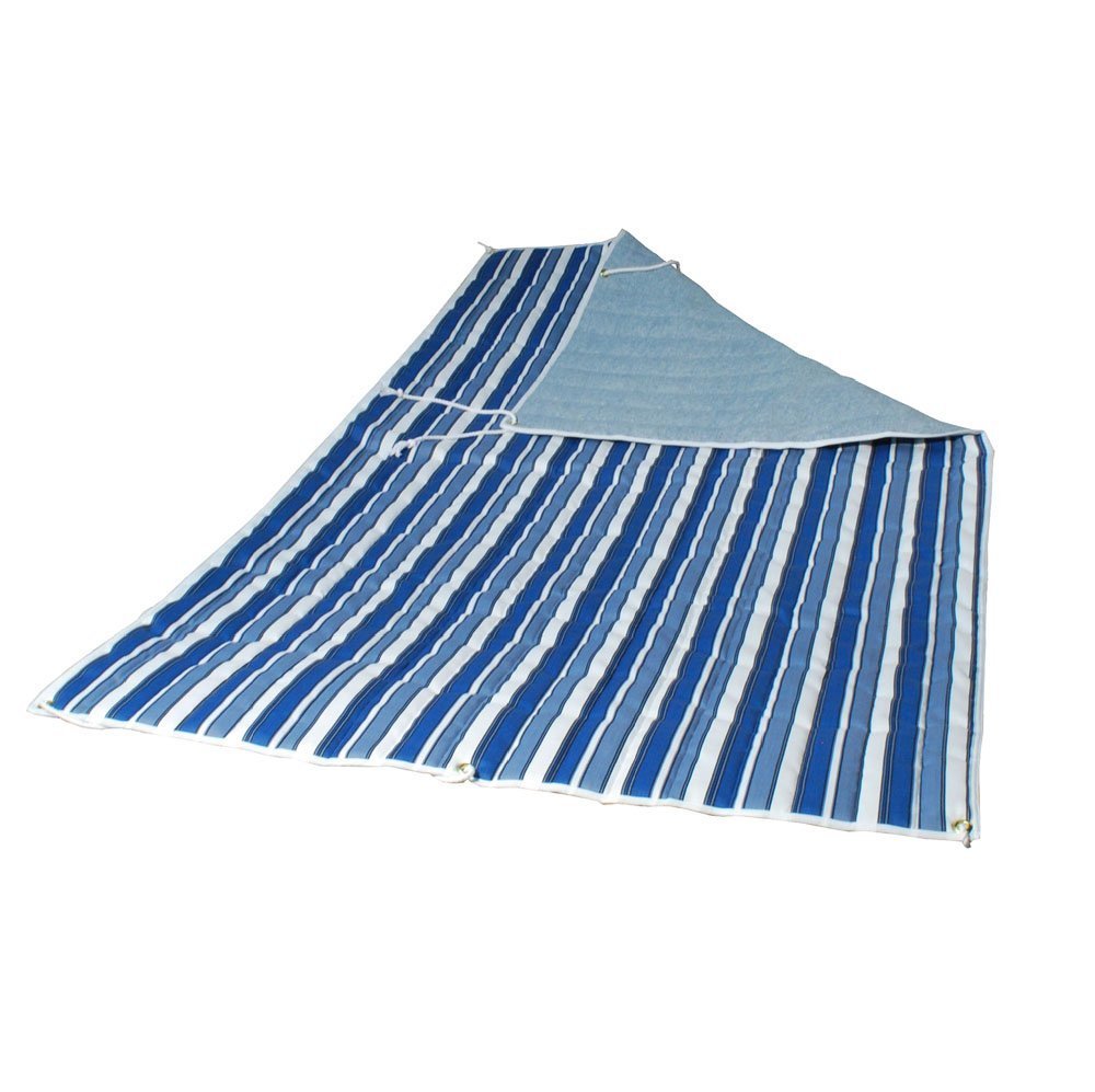 Quilted Reversible Hammock Pad - Tropical Palm Stripe Blue/Norway Powder Blue