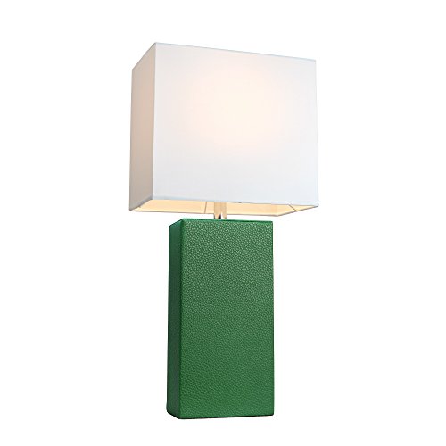 Elegant Designs Modern Green Leather Table Lamp