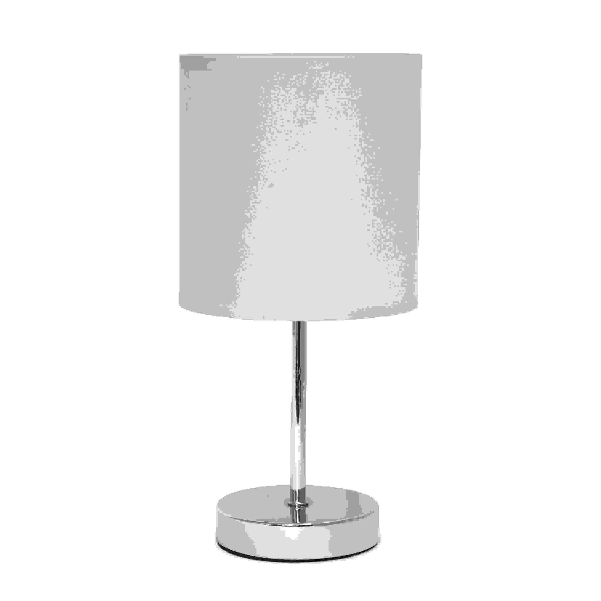 Simple Designs Chrome Mini Basic Table Lamp with Fabric Shade, Slate Gray