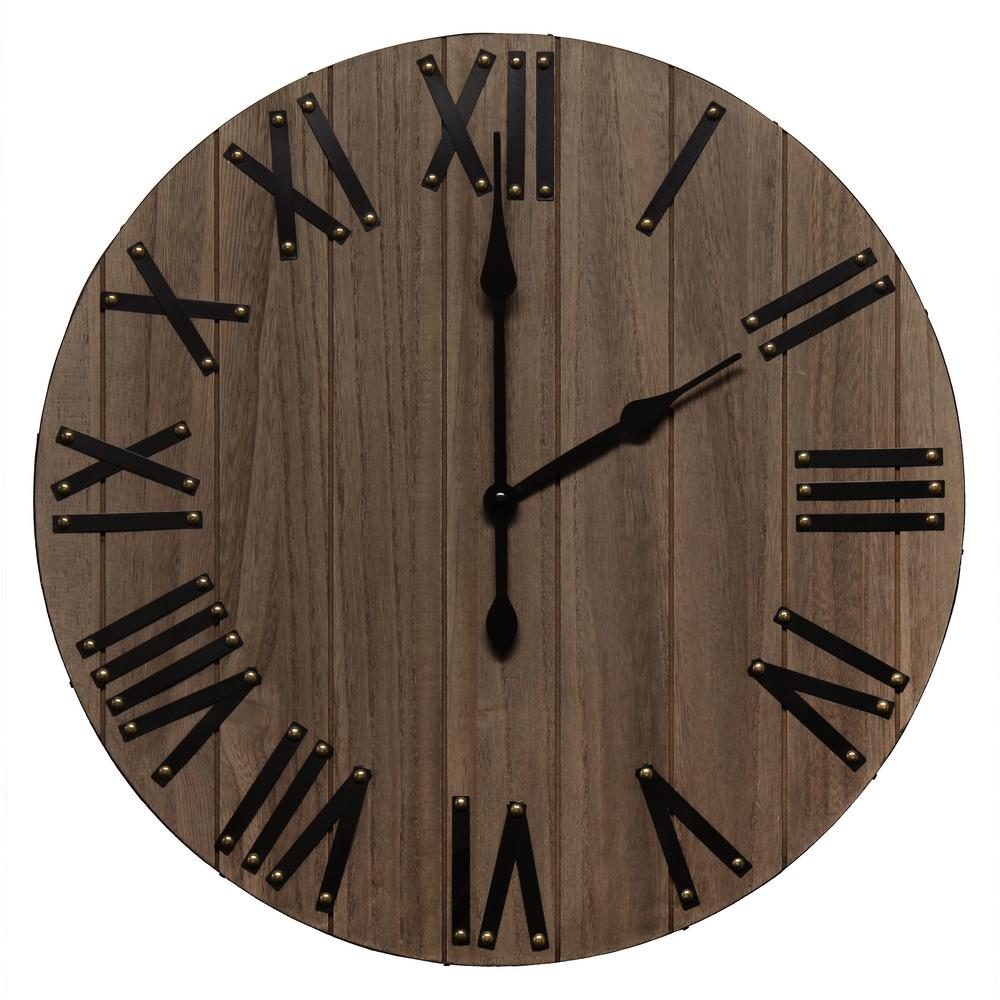Elegant Designs Handsome 21" Rustic Farmhouse Wood Wall Clock, Restored Wood