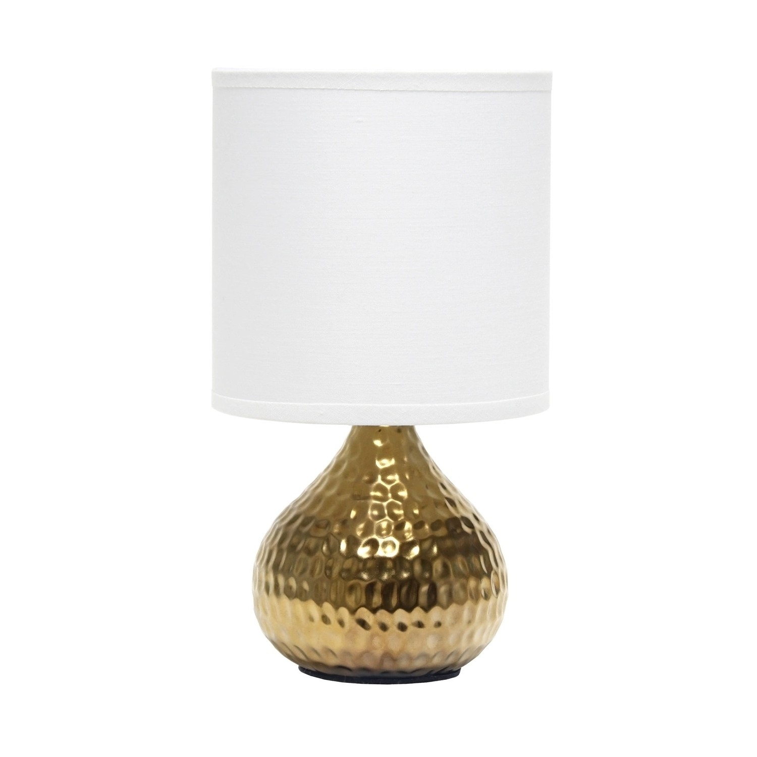 Simple Designs Hammered Gold Drip Mini Table Lamp, White