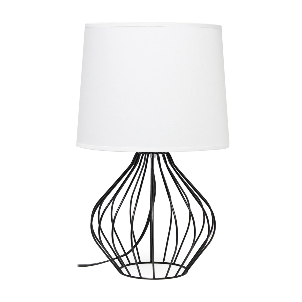 Simple Designs Geometrically Wired Table Lamp, White on Black