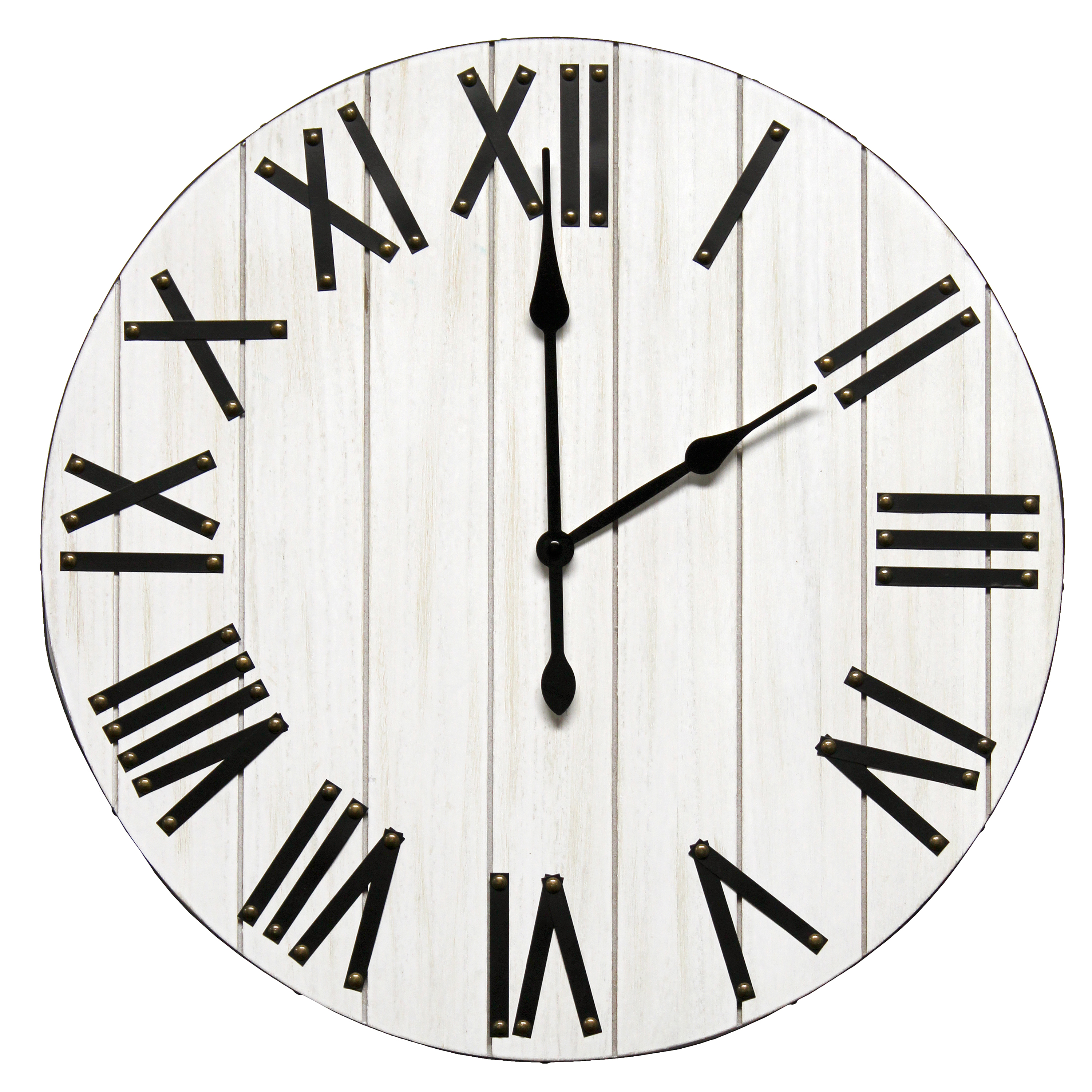 Elegant Designs Handsome 21" Rustic Farmhouse Wood Wall Clock, White Wash