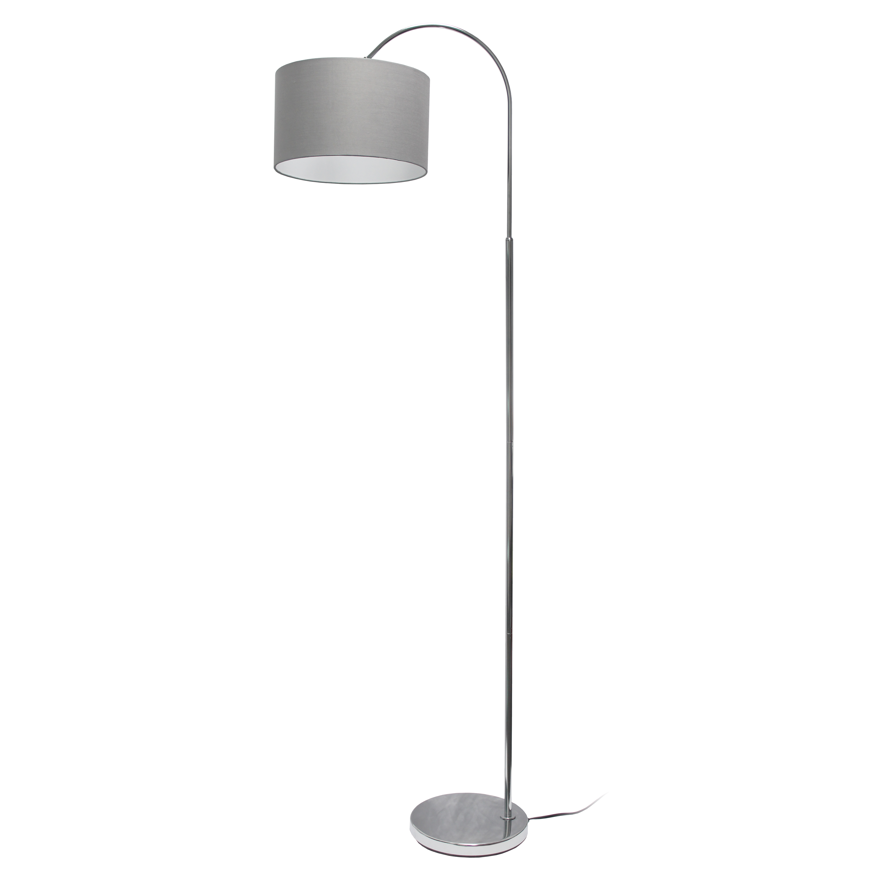 Simple Designs Arched Brushed Nickel Floor Lamp, Gray Shade 