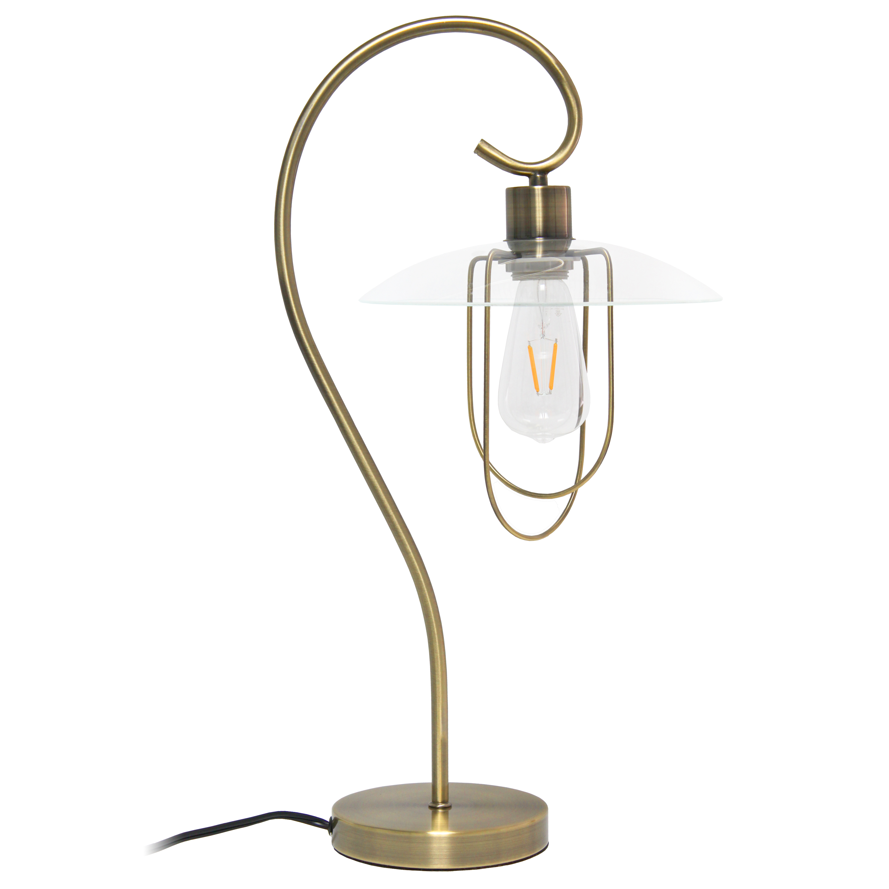 Lalia Home Modern Metal Scroll Table Lamp, Antique Brass