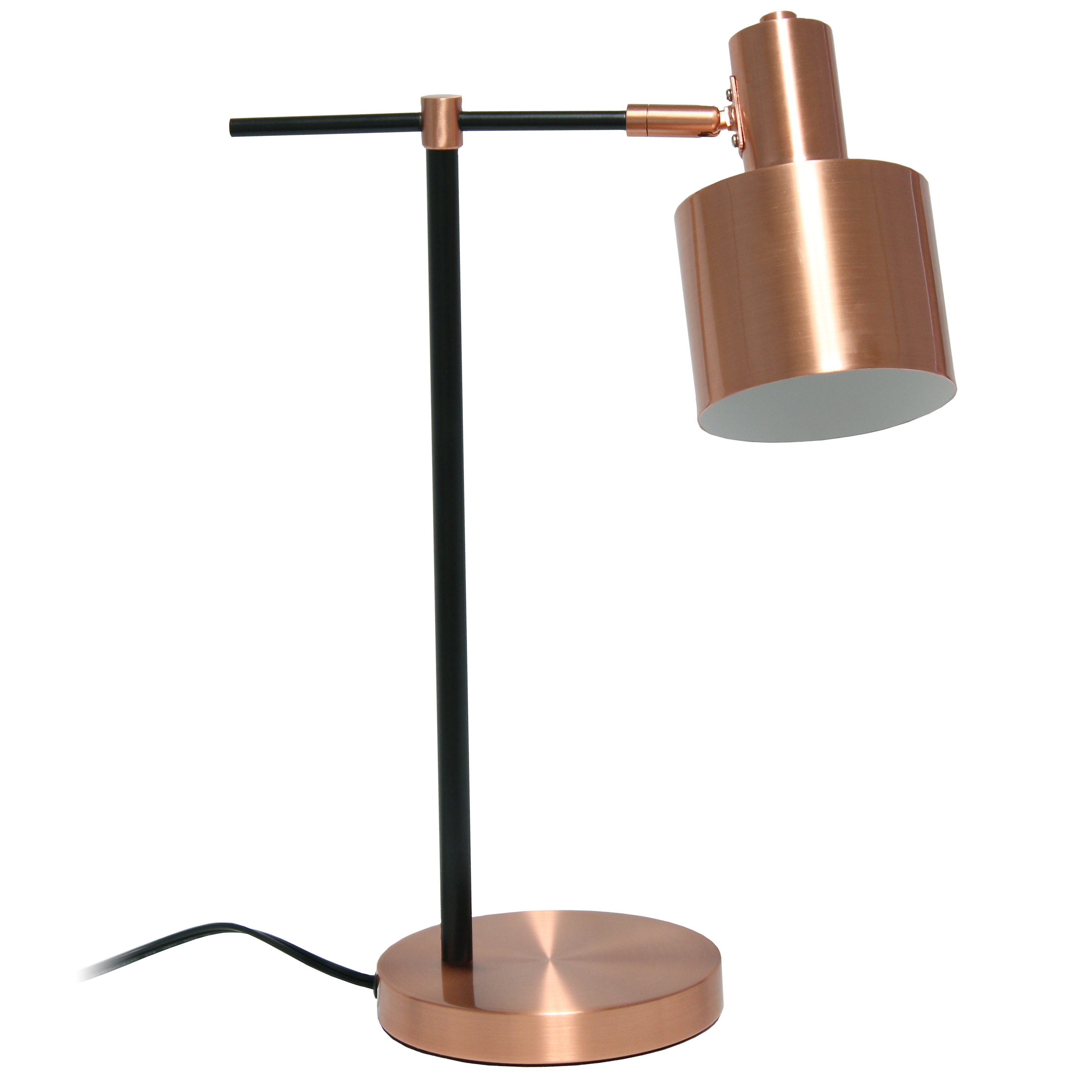 Lalia Home Mid Century Modern Metal Table Lamp, Rose Gold