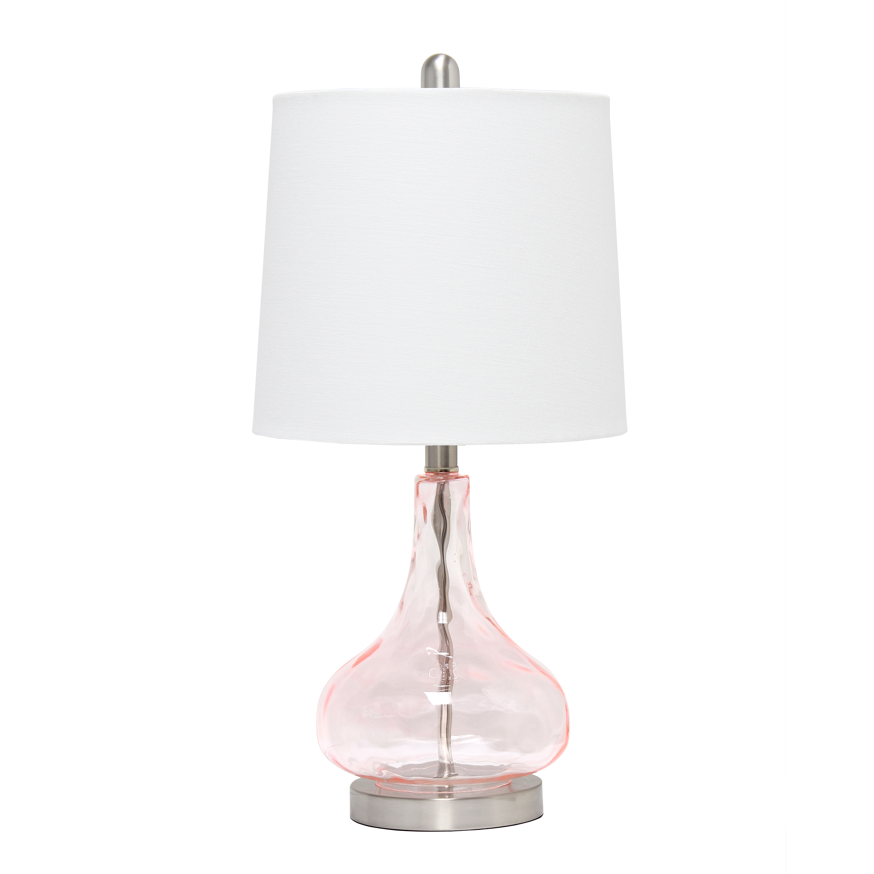 Lalia Home Rippled Glass Table Lamp with Fabric Shade, Rose Quartz