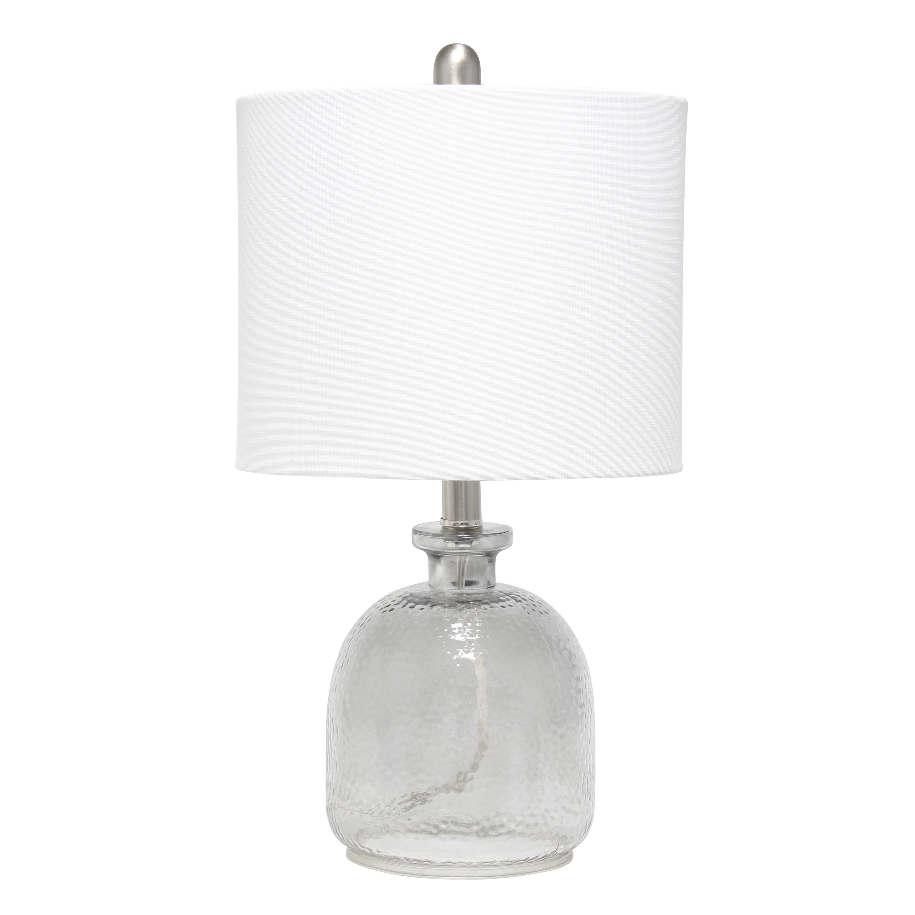 Lalia Home Smokey Gray Hammered Glass Jar Table Lamp with White Linen Shade