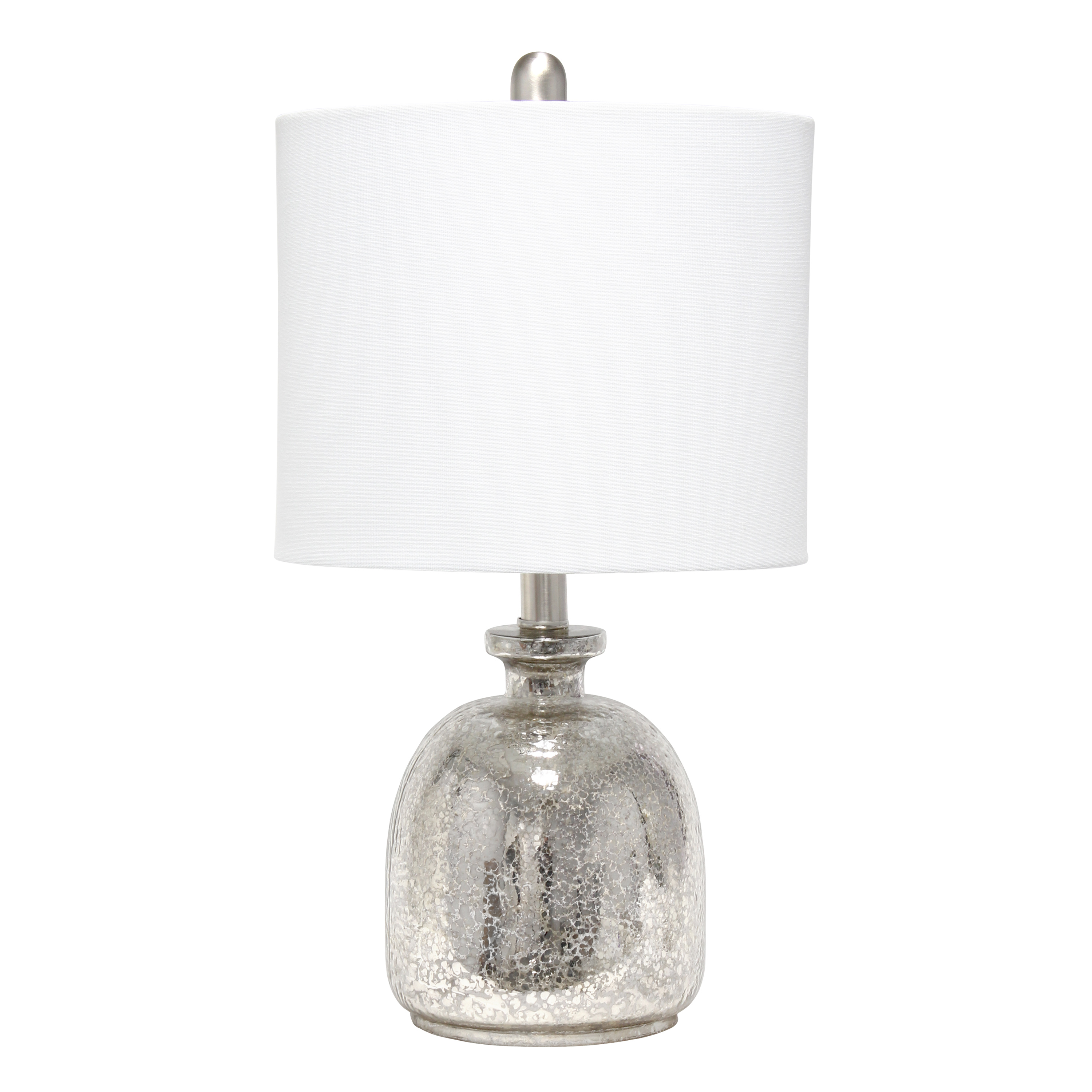 Lalia Home Mercury Hammered Glass Jar Table Lamp with White Linen Shade