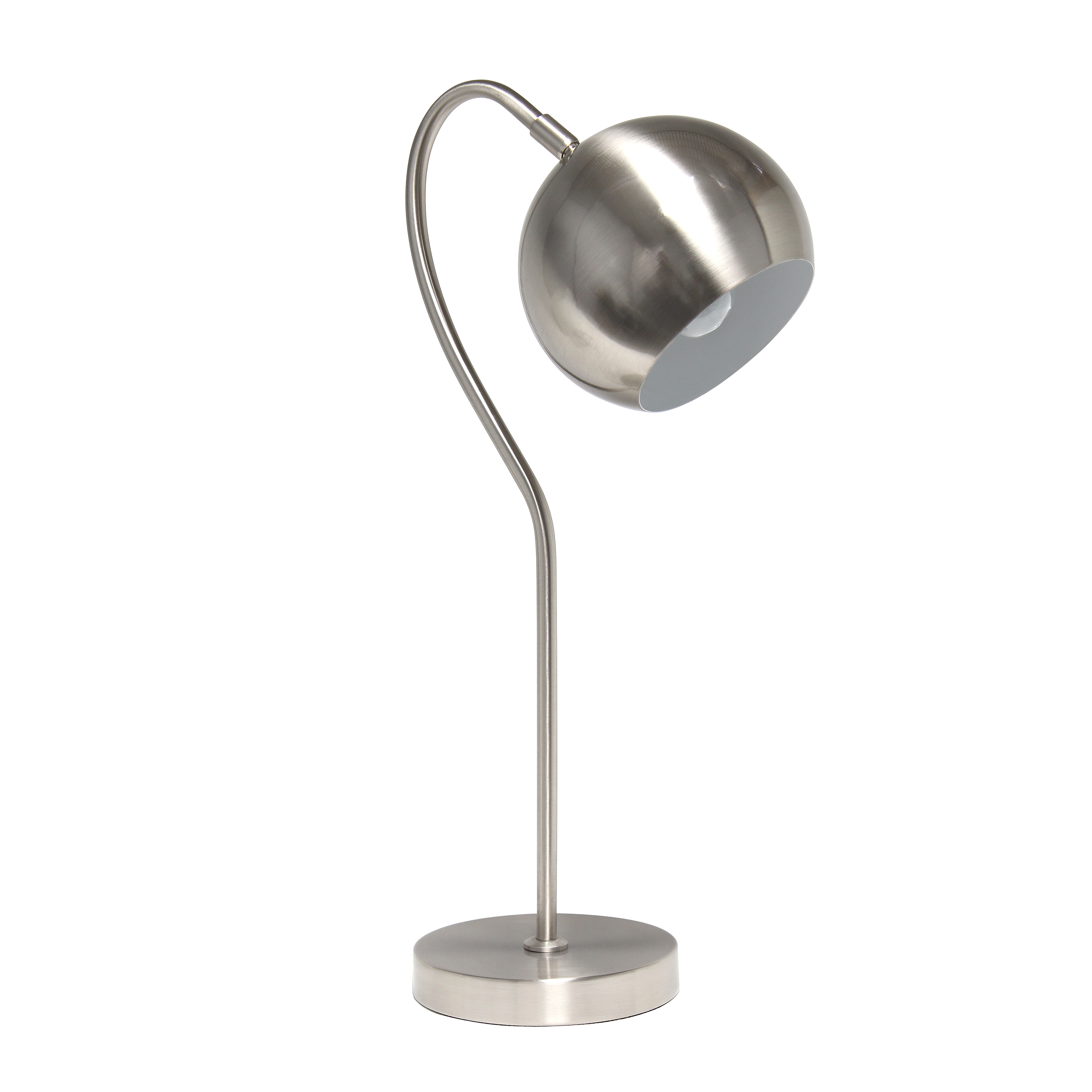 Lalia Home Mid Century Curved Table Lamp with Dome Shade, Brushed Nickel