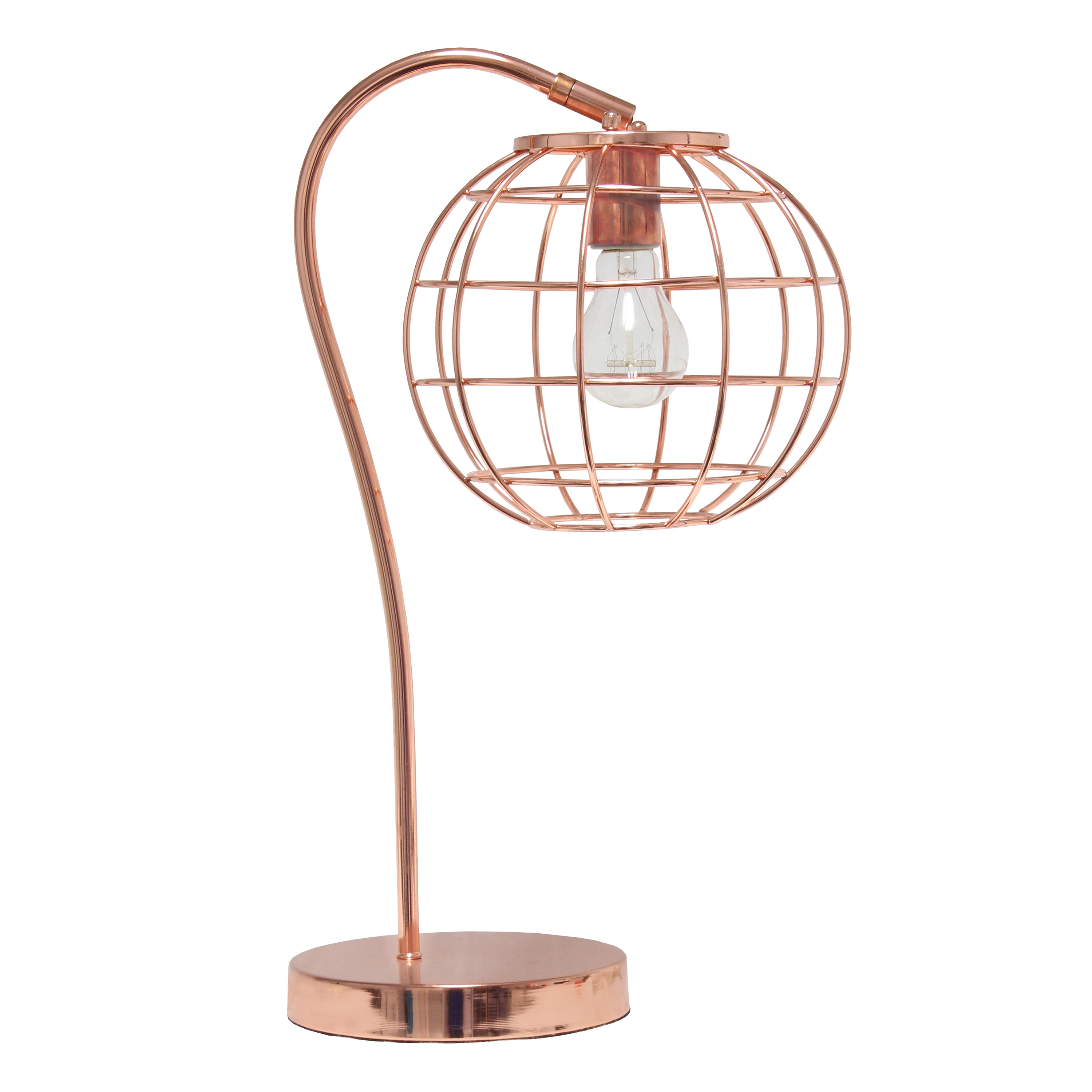 Lalia Home Arched Metal Cage Table Lamp, Rose Gold