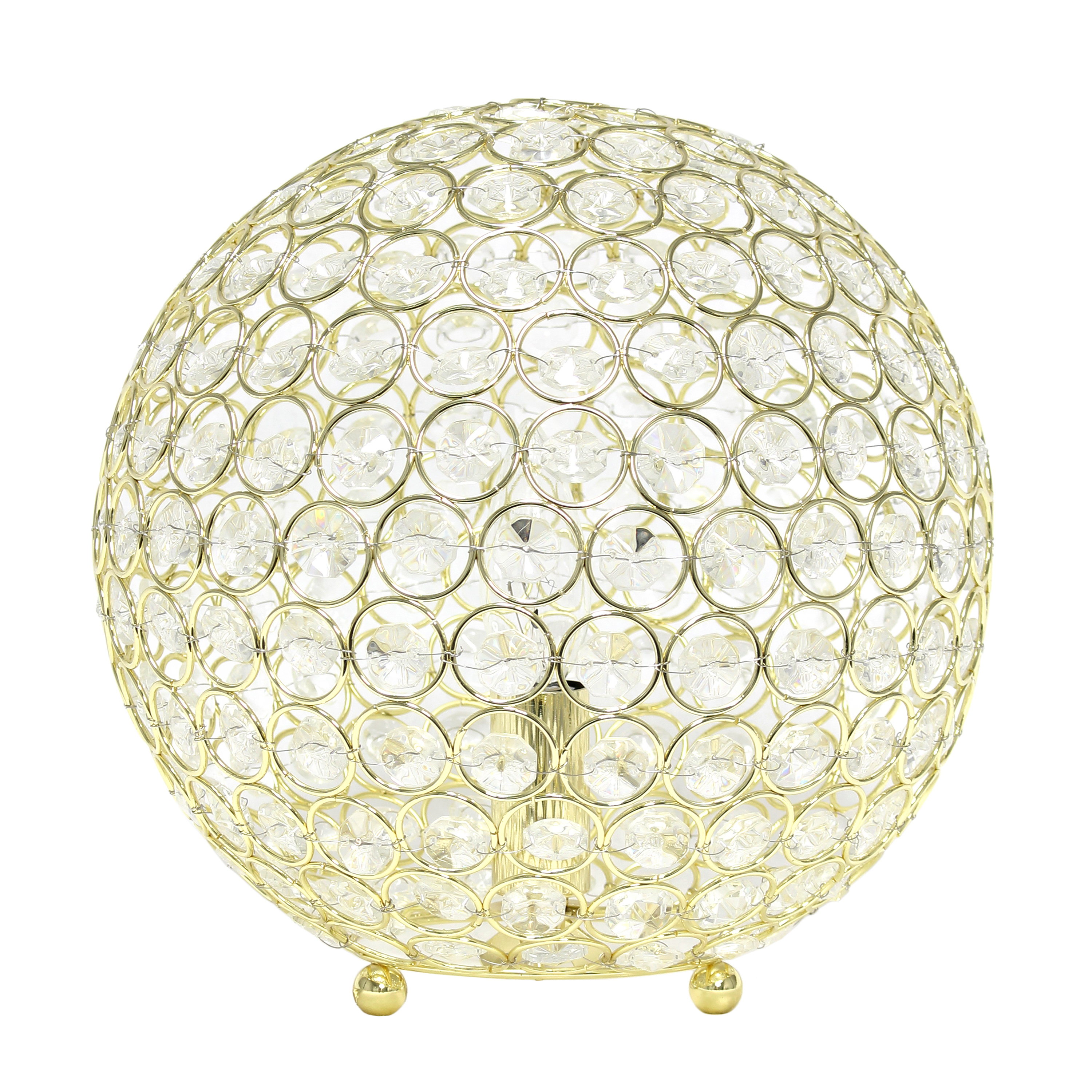Elegant Designs Elipse 10 Inch Crystal Ball Sequin Table Lamp, Gold