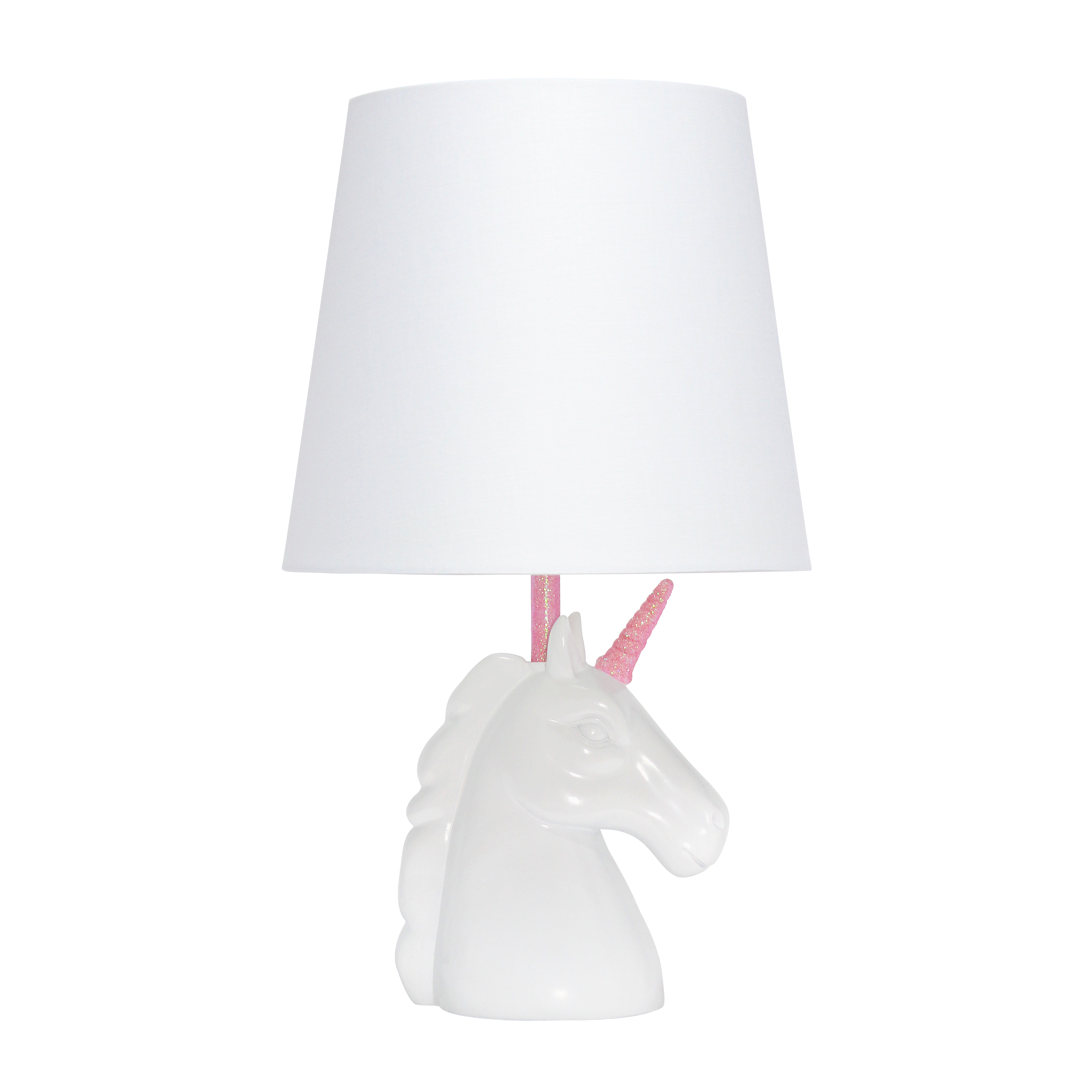 Simple Designs Sparkling Pink and White Unicorn Table Lamp