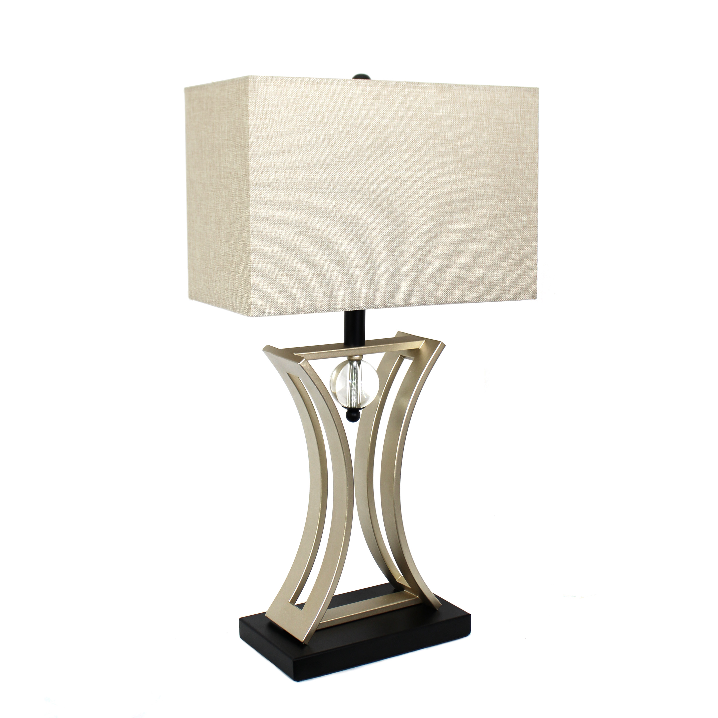 Elegant Designs Chrome & Black Conference Room Hourglass Shape with Pendulum Table Lamp