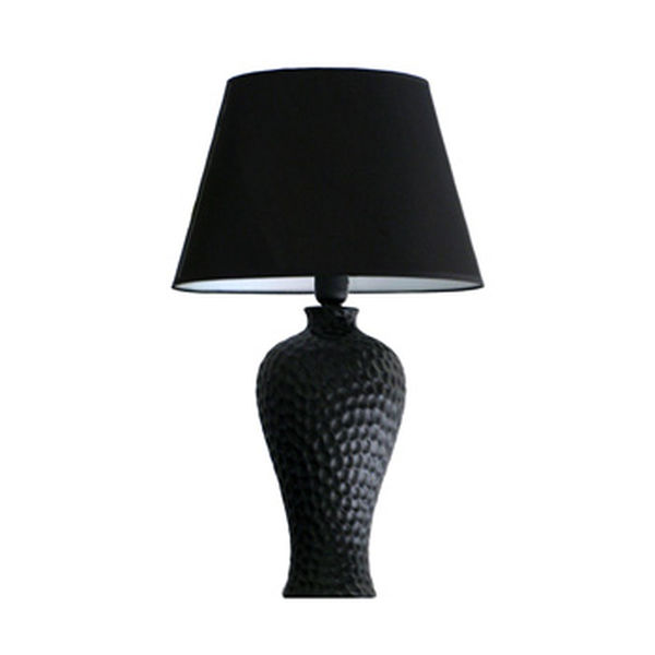 Simple Designs Black Texturized Curvy Ceramic Table Lamp