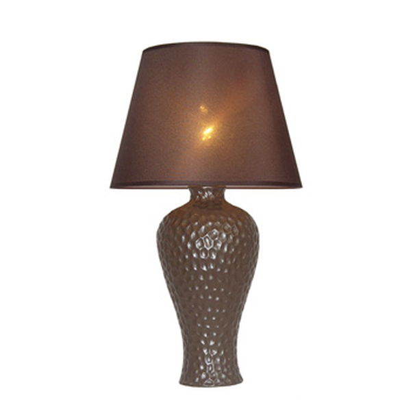 Simple Designs Brown Texturized Curvy Ceramic Table Lamp
