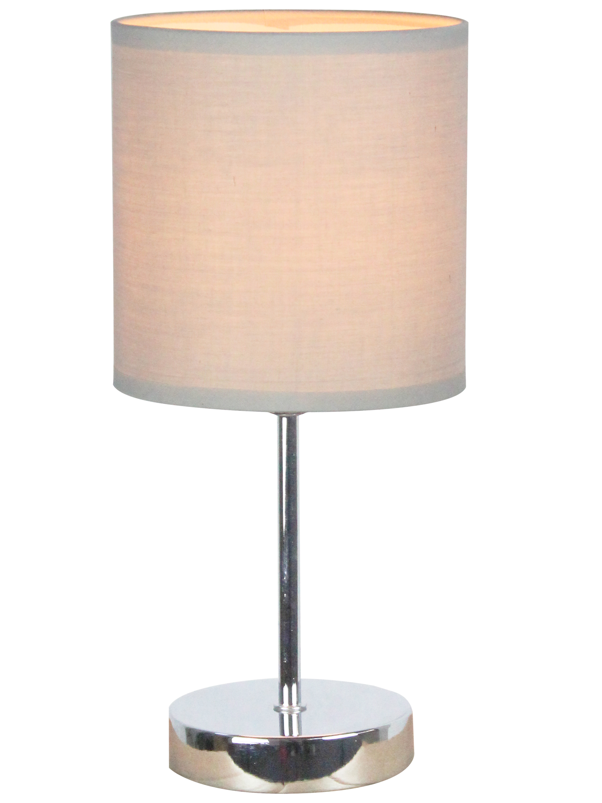 Simple Designs Chrome Mini Basic Table Lamp with Fabric Shade