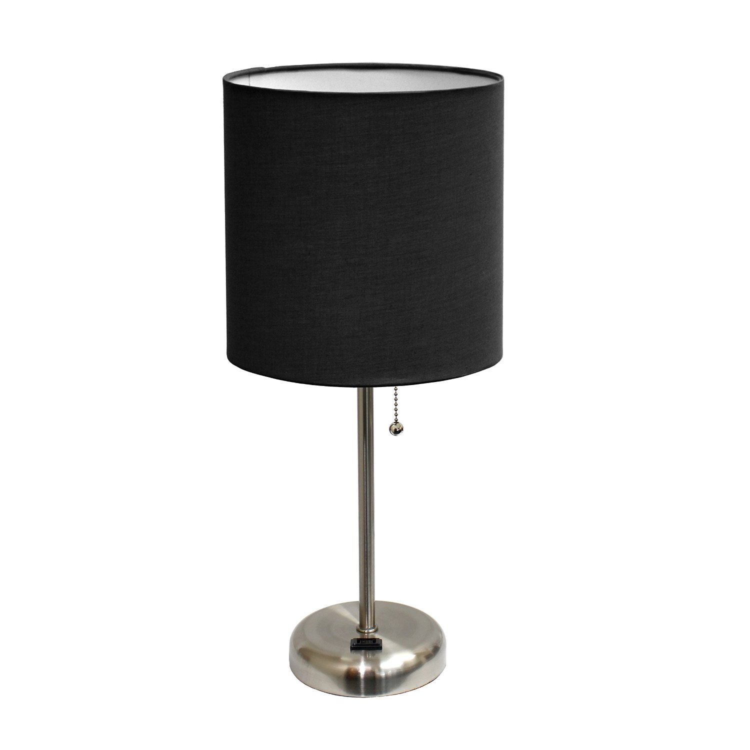 LimeLights Stick Lamp with Charging Outlet and Fabric Shade