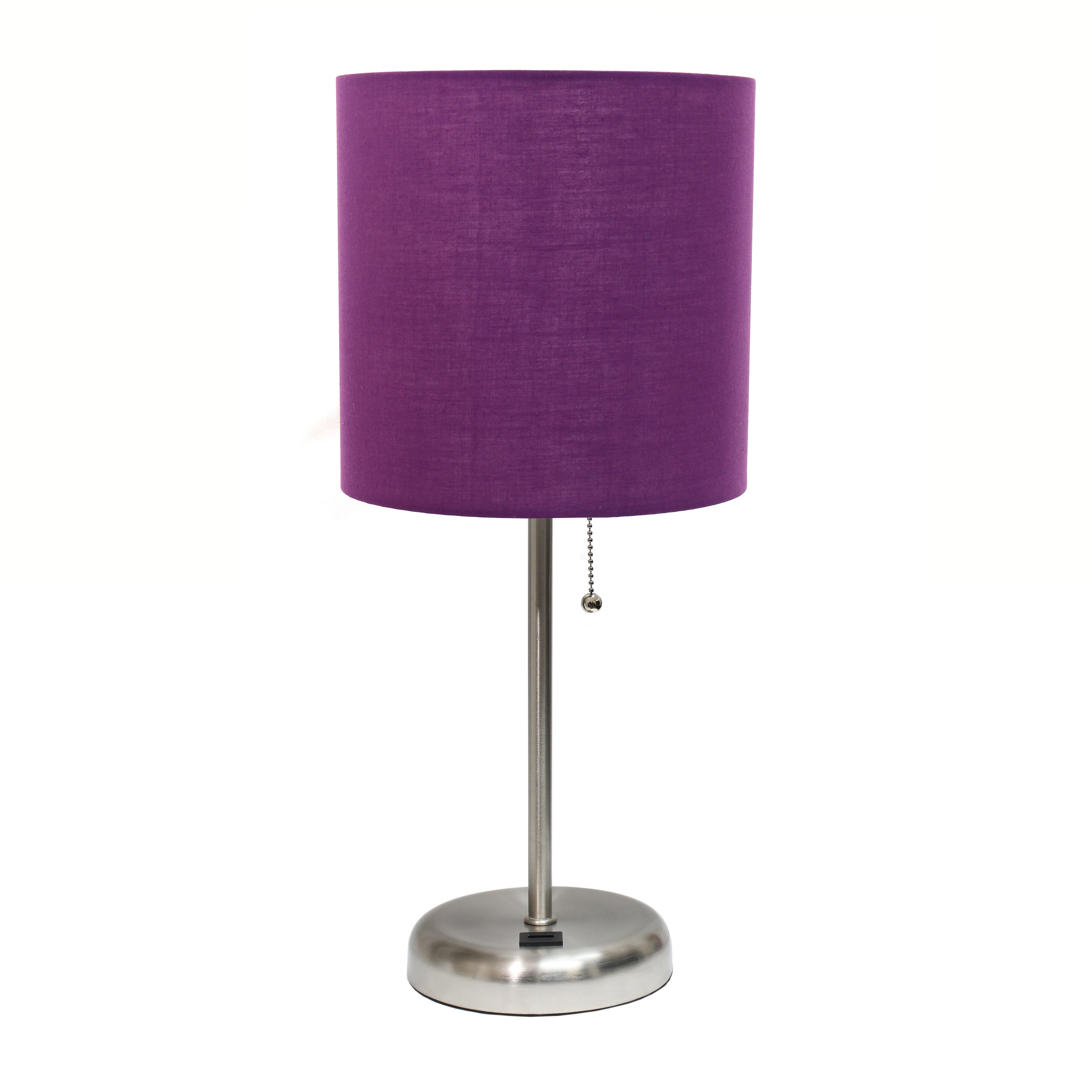 LimeLights Stick Lamp with USB charging port and Fabric Shade, Purple