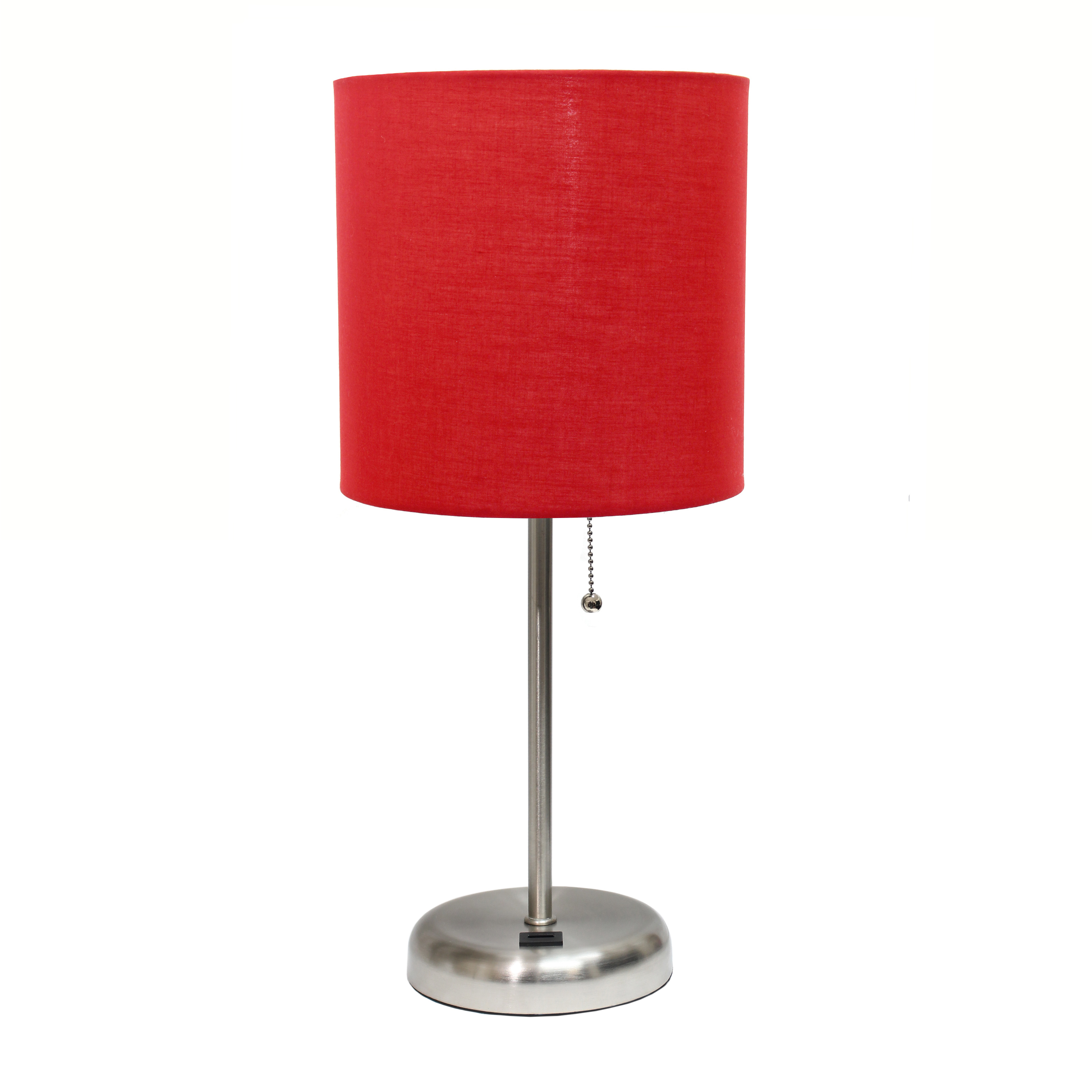 LimeLights Stick Lamp with USB charging port and Fabric Shade, Red