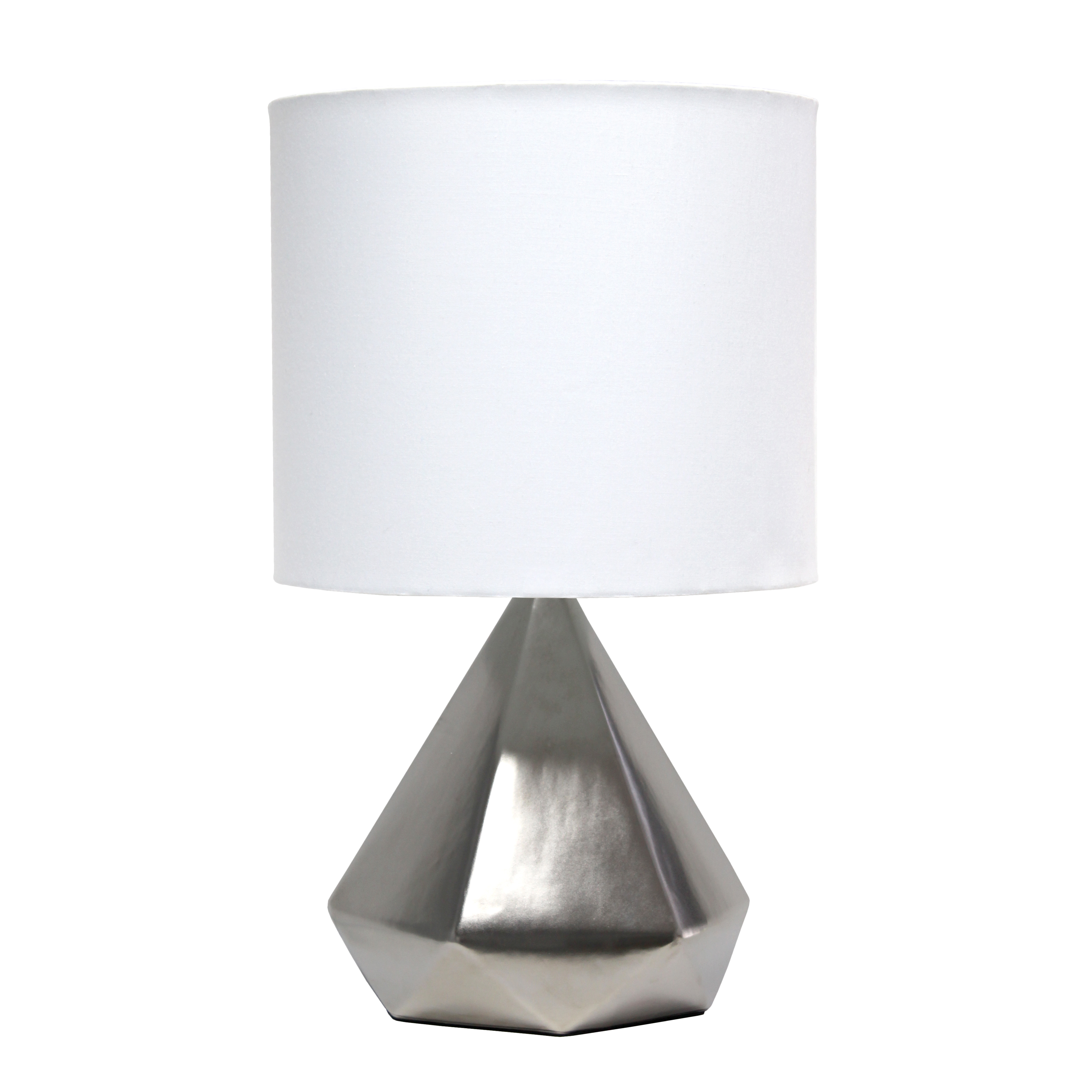 Simple Designs Solid Pyramid Table Lamp, Silver