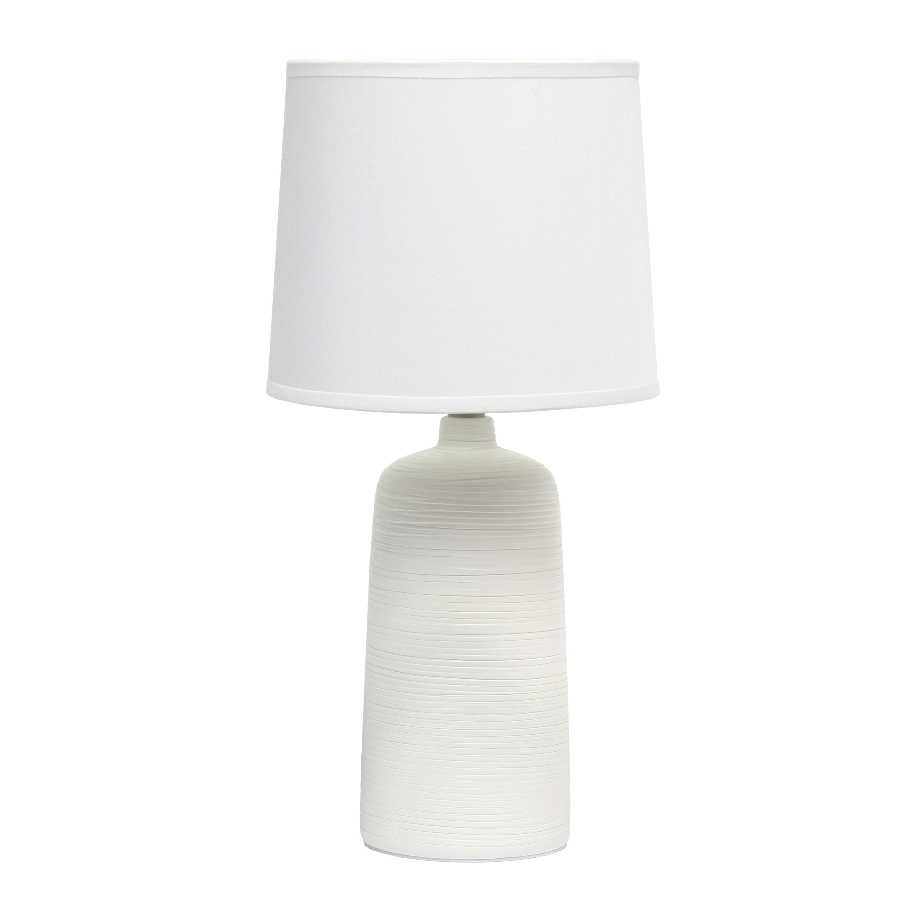Simple Designs Textured Linear Ceramic Table Lamp, Off White
