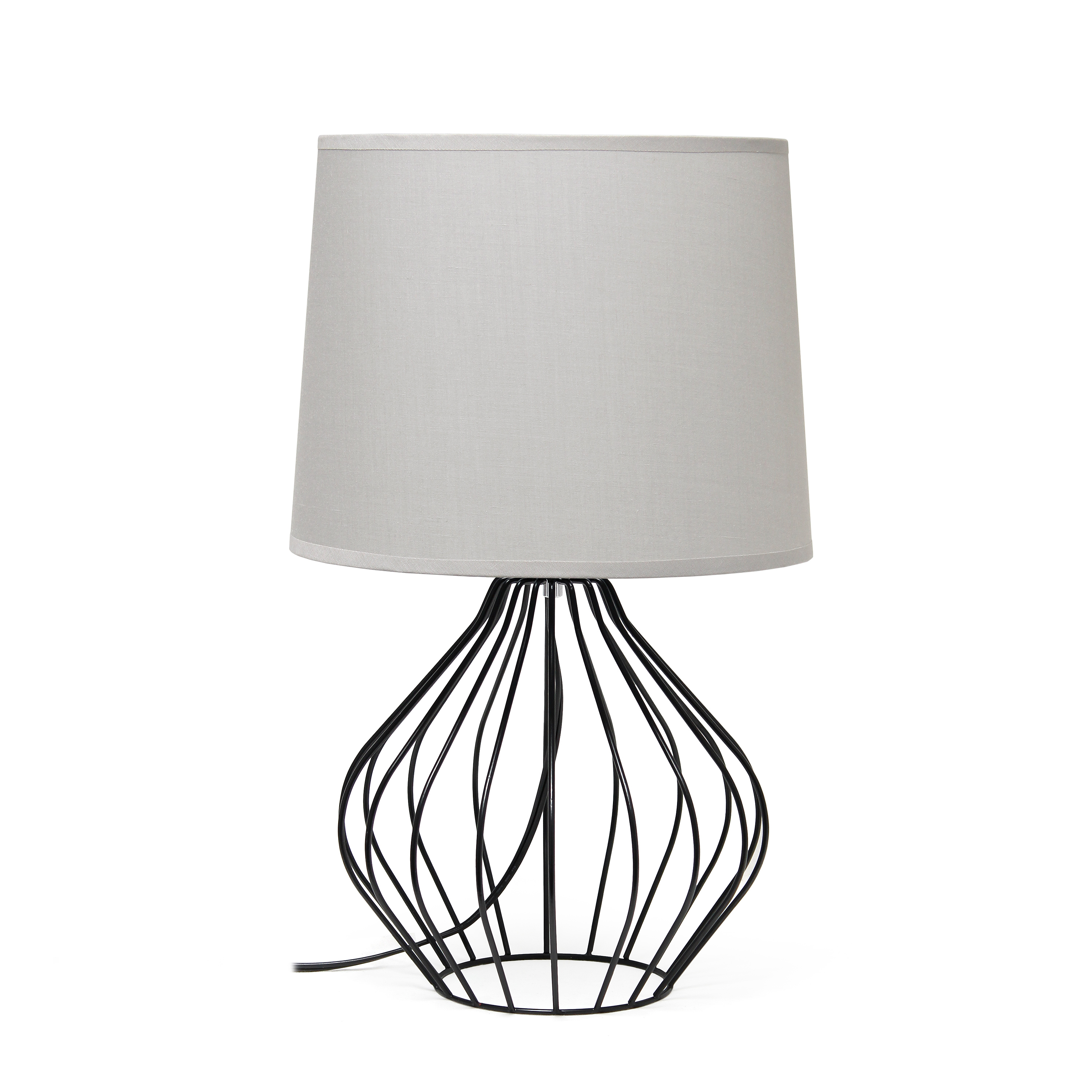Simple Designs Geometrically Wired Table Lamp, Gray on Black