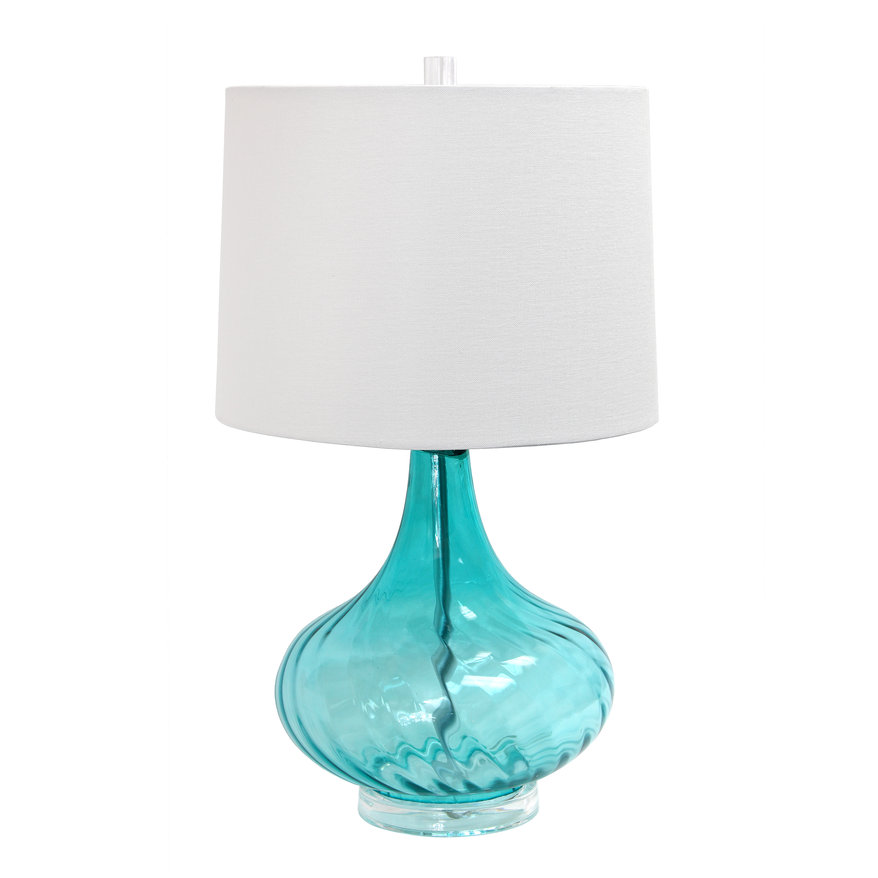 Elegant Designs Glass Table Lamp with Fabric Shade, Light Blue 