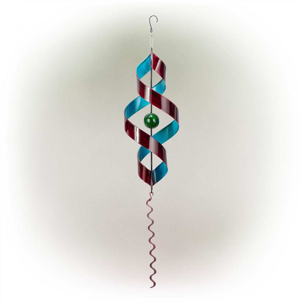 Red and Blue Wind Spinner Metal Hanging DTcor with Red Tail