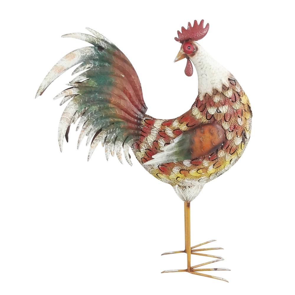 Brown Patterned Rooster Decor