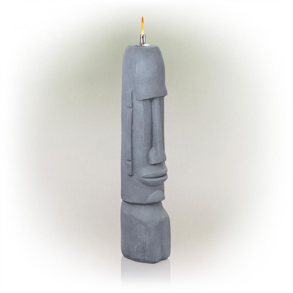 Cement Moai Head Statue Oil Torch Lamp